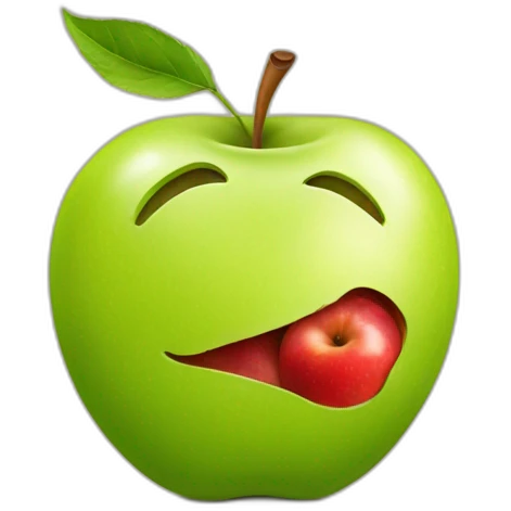 A apple with a face in a fruit bol emoji