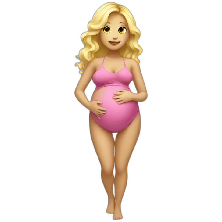 adorable pregnant blond full body women with beach-wave-hair emoji