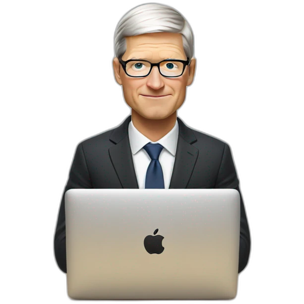 tim cook with macbook at office emoji