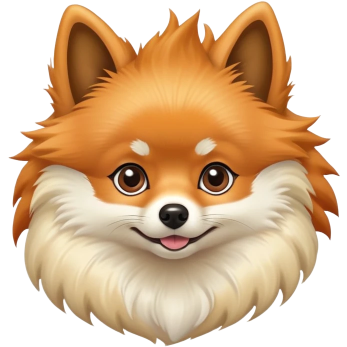 fluffy Pomeranian dog with pointy ears, fox-like face, and plumed tail emoji
