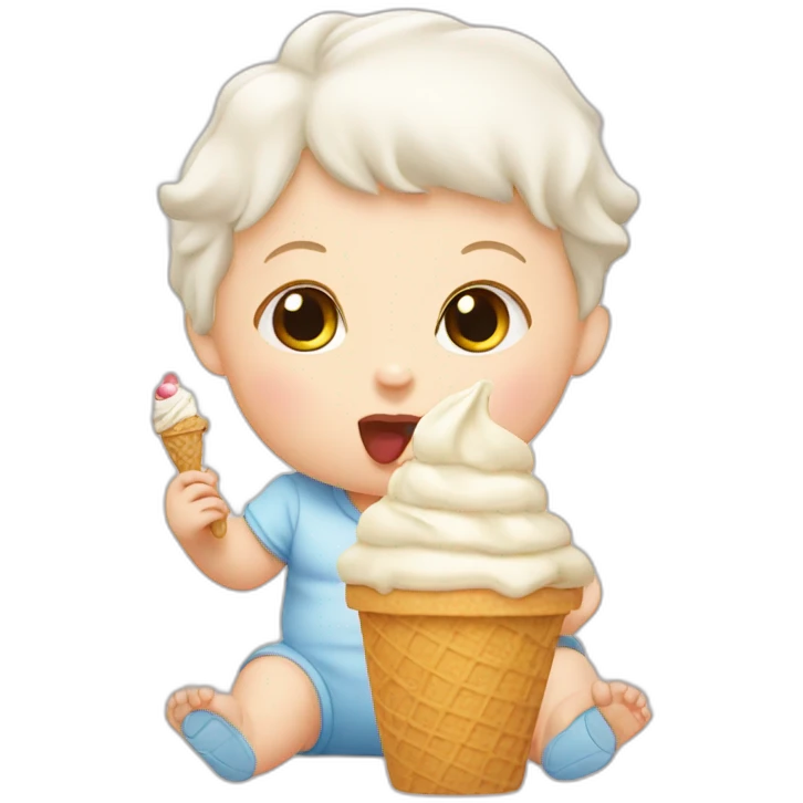 White baby eating ice cream emoji