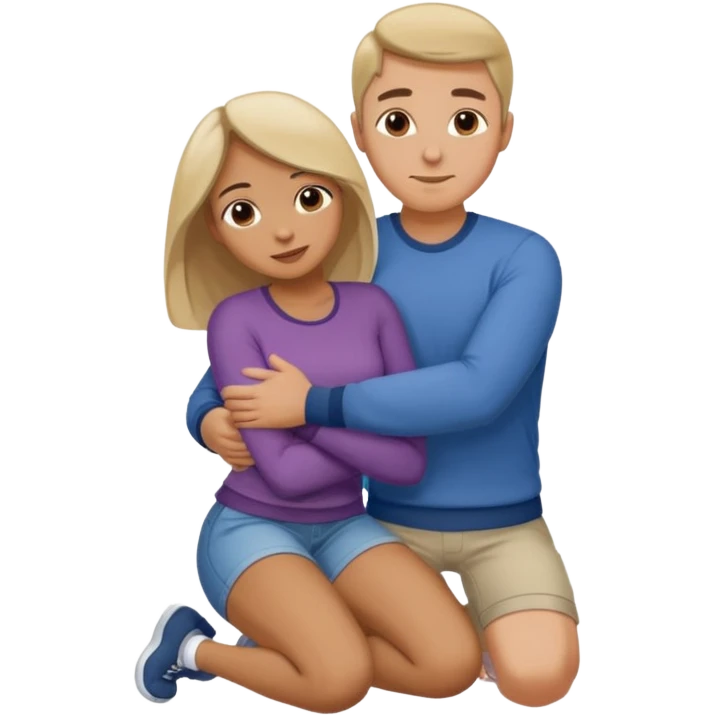 man on knees hugging womans waist emoji