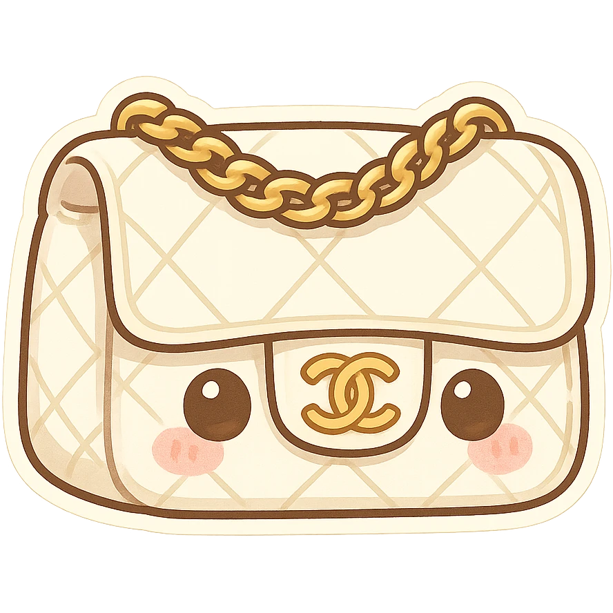 cute and exaggerated white Chanel purse emoji
