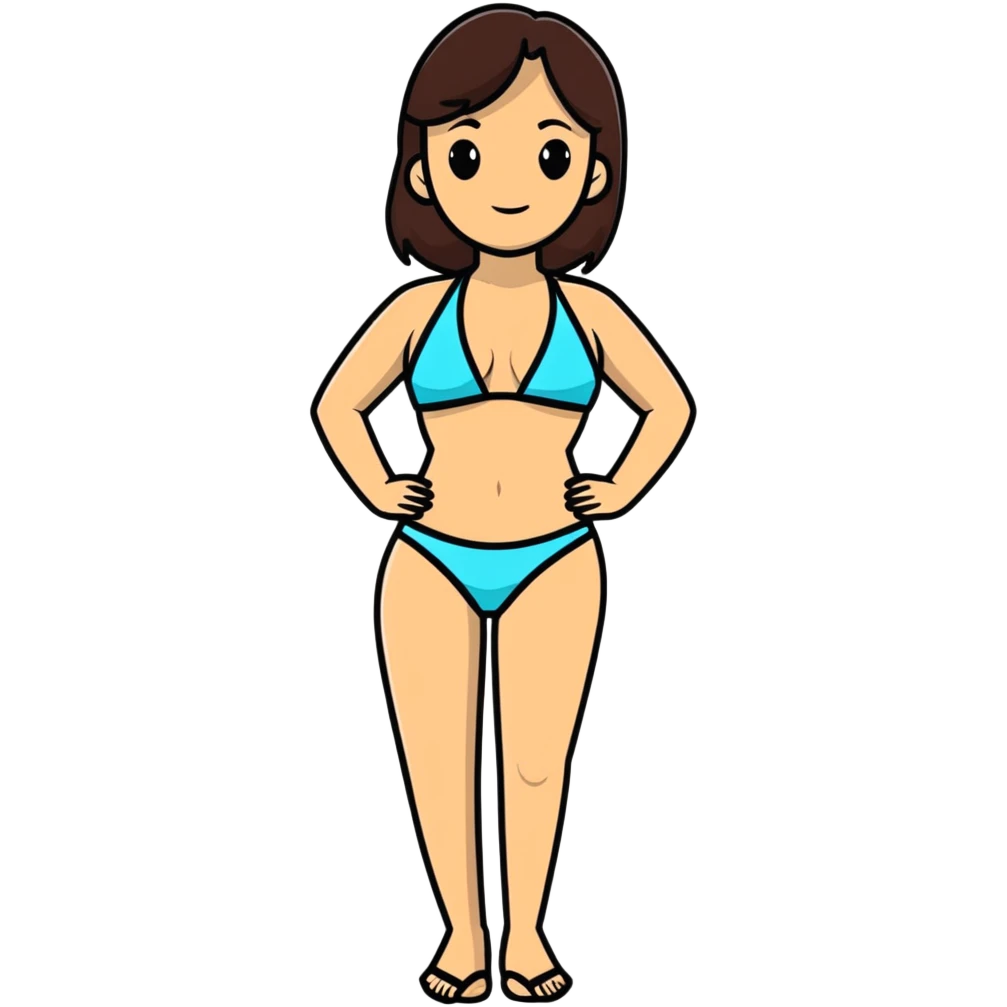 Woman with brunette hair in a bikini emoji