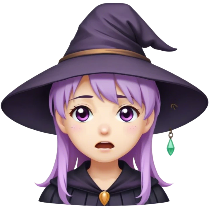 cute anime girl with lilac hair in a witch hat cries loudly cute anime girl with lilac hair in a witch hat cries loudly emoji