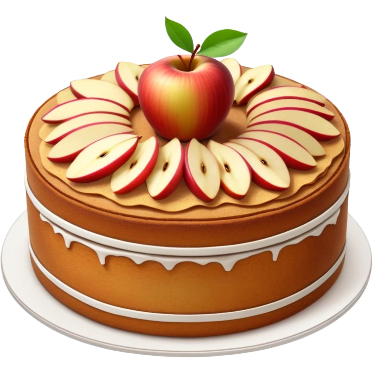 cinematic-realistic-apfelkuchen-cake-emoji,-depicted-as-a-classic-cake-with-cinnamon-and-thinly sliced apples on the top a few neatly spread out-rendered-with-soft-textures-and-warm,-inviting-lighting. emoji