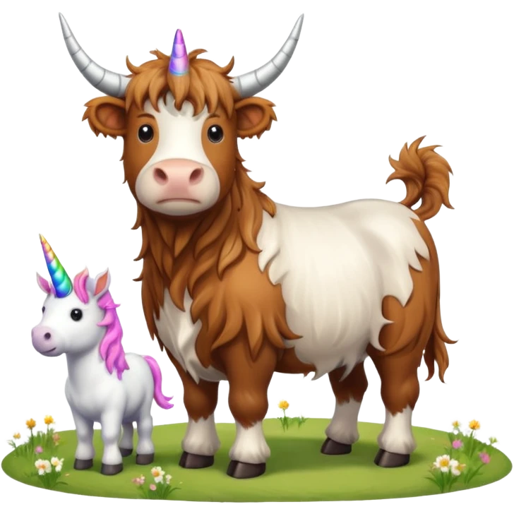 Male Highland cow with a unicorn emoji