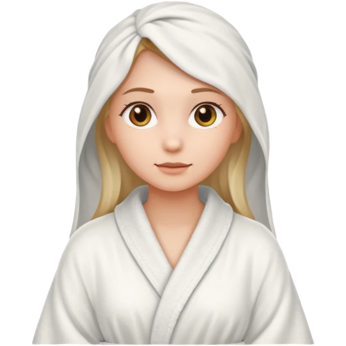 A girl with a robe and a towel emoji