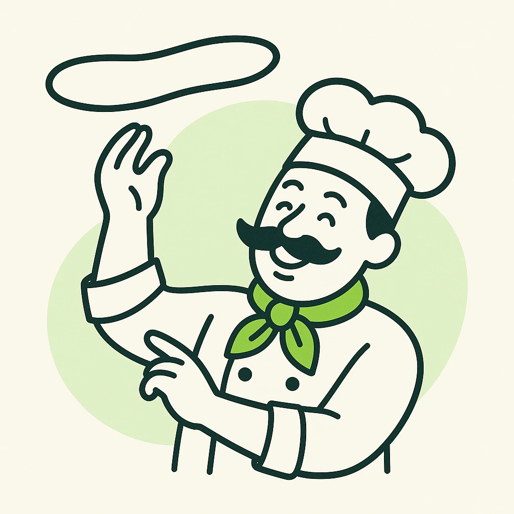 smiling Italian chef spinning pizza dough emoji