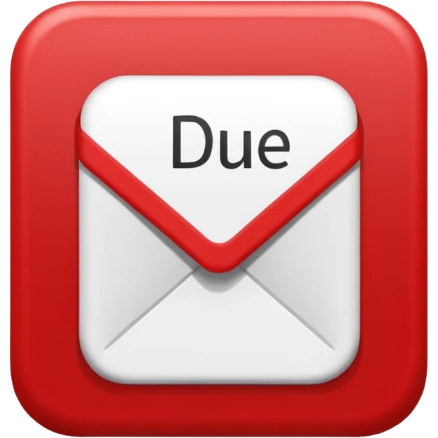 Letters “due date” on a red square  emoji