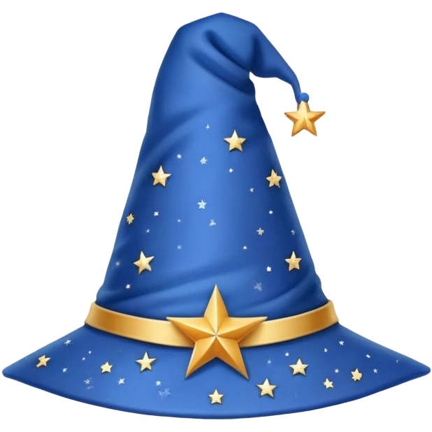 blue wizard hat with star and moon pattern emoji