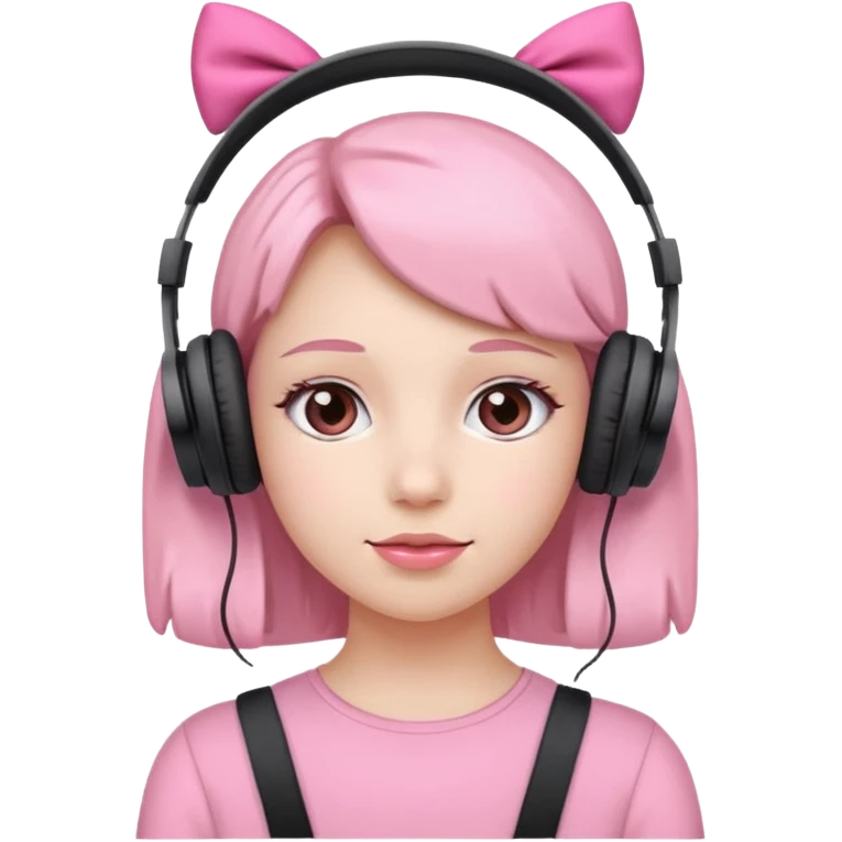 Audífonos con moños rosas emoji