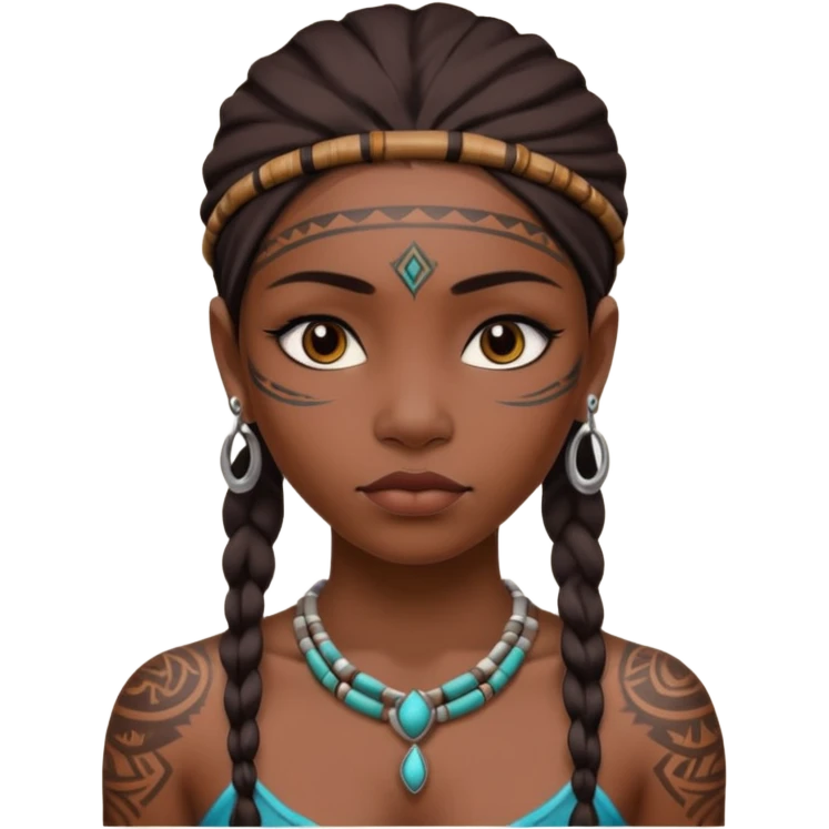 tribal girl Tattooed, DO NOT wearing necklace emoji