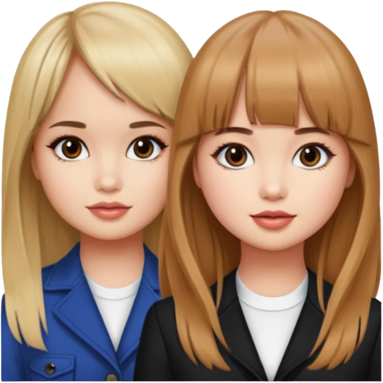 Debby Ryan (straight bangs) and Sabrina Carpenter emoji