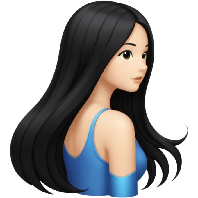 back view of long black hair emoji