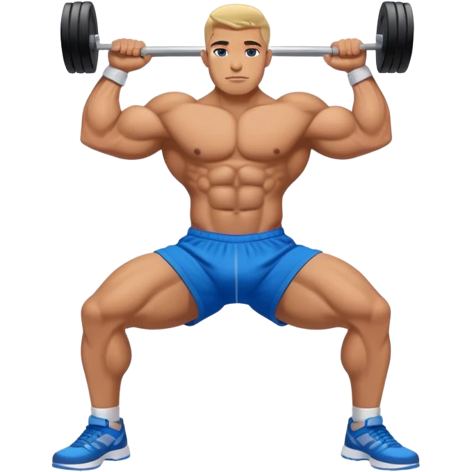 bodybuilder with blue shorts glute-bridges emoji