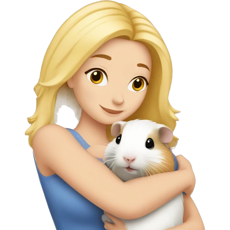 Blonde Woman hugging a guineapig emoji