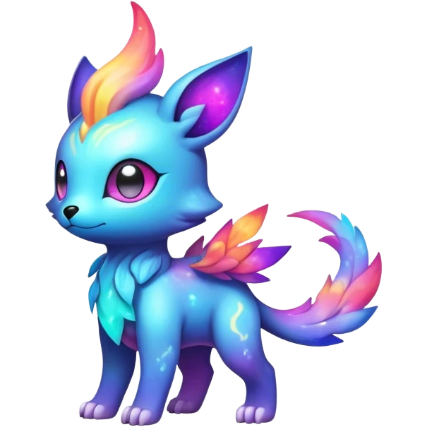 Cute cool colorful nebula fantasy animal hybrid Fakemon full body emoji