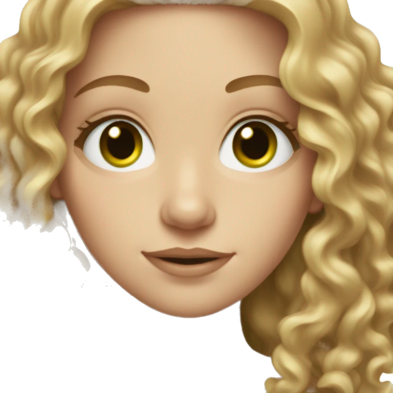 white girl with light brown long curly hair and green eyes emoji