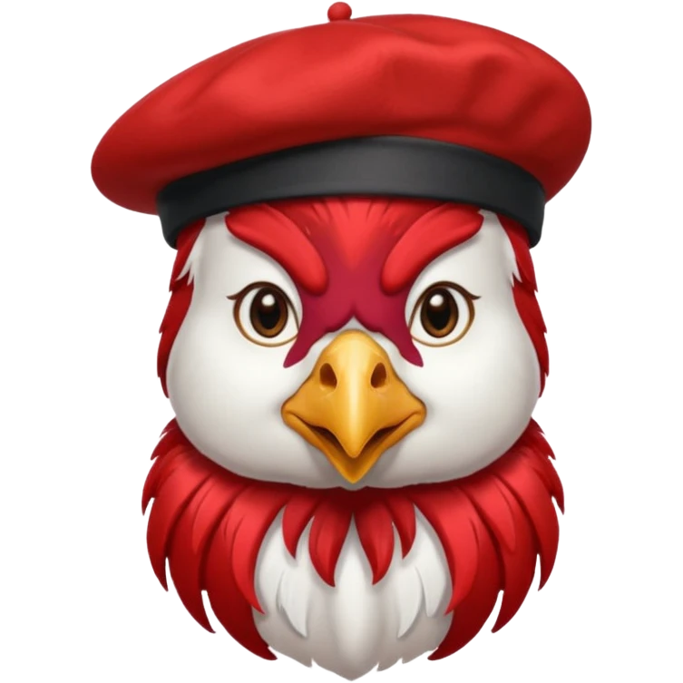 rooster wearing beret emoji