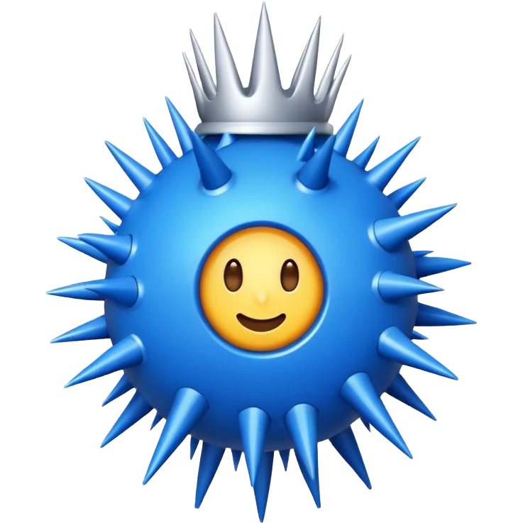 Mavi Dikenli bir topun içinde beyaz tık emoji
