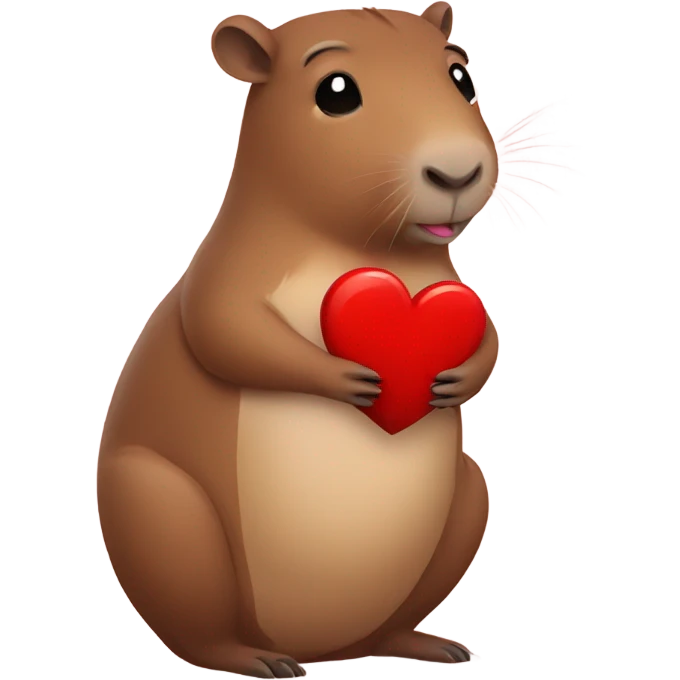 Capybara holding a heart emoji