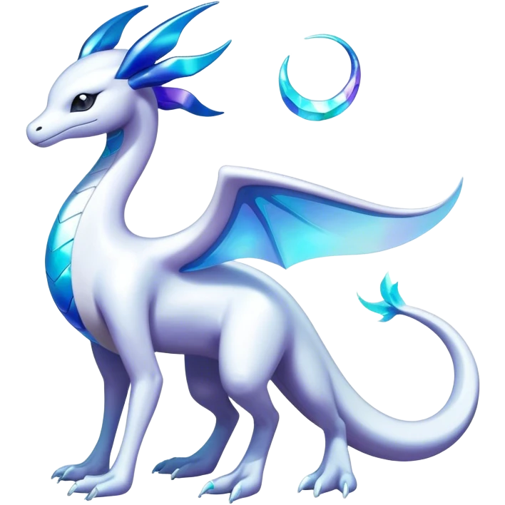 Futuristic-lugia-dragonair-suicune-hybrid, full body emoji
