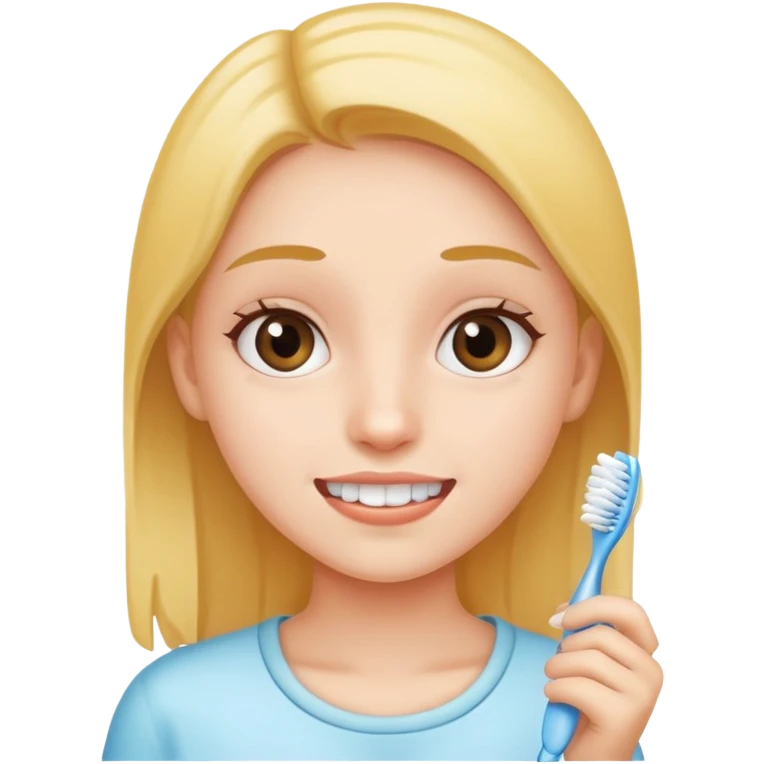 Fille tient une brosse a dents emoji