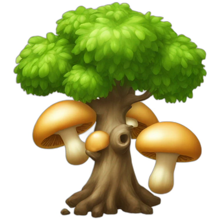 Un arbre mangeant un champignons emoji
