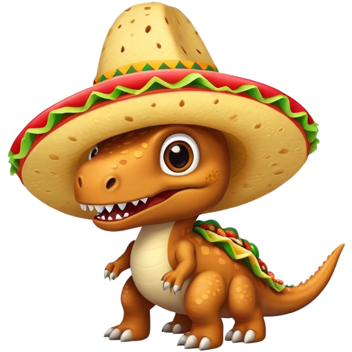 Dino with mexico taco hat  emoji