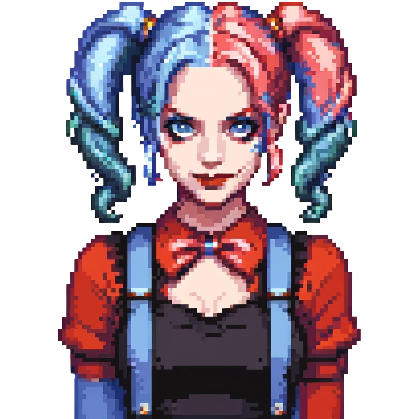 Harley Quinn two-toned hair in pigtails emoji