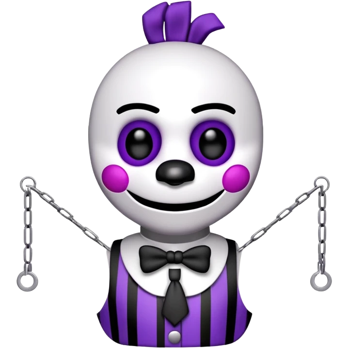 The Puppet Marionette from Five Nights at Freddy's with white face and purple tears emoji