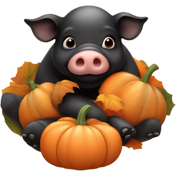 baby black pig and pumkins emoji