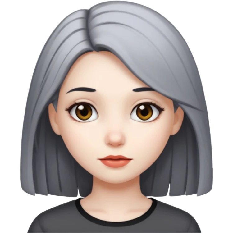 girl with black and gray hair emoji