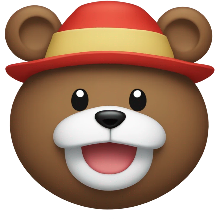 Teddy bear with luffy hat and same colors emoji