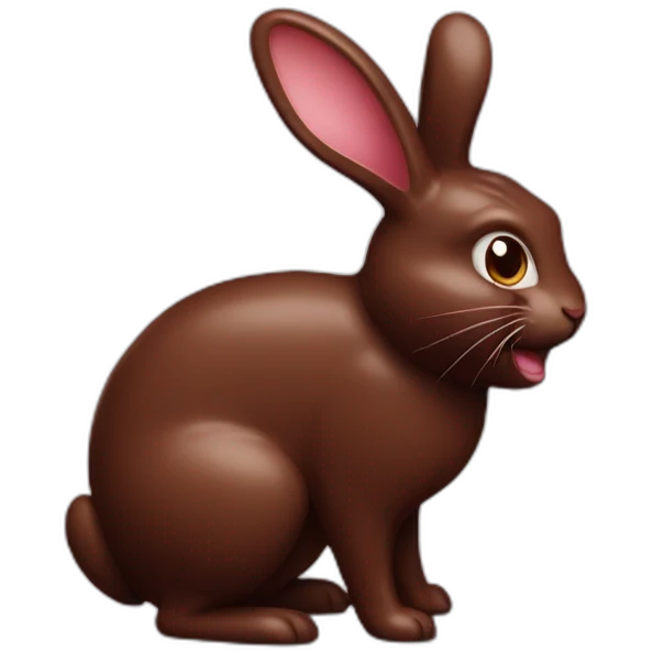 Chocolate rabbit with a bitten tail emoji