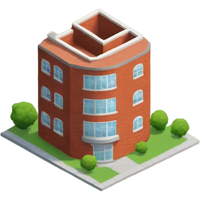 isometric one storey round red brick building emoji