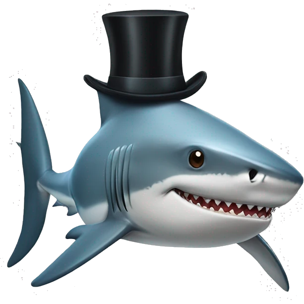 Shark with a top hat emoji