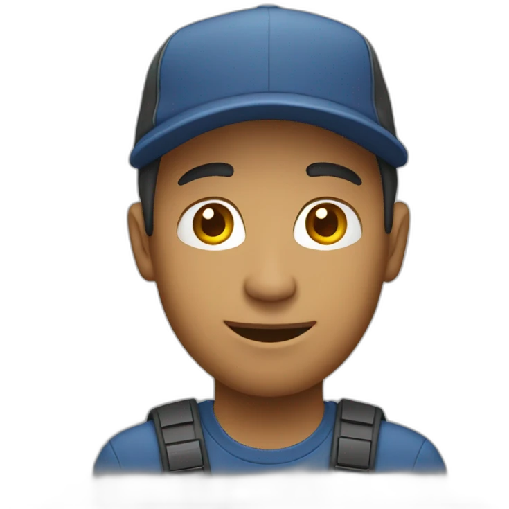 Man wearing a cap using laptop emoji