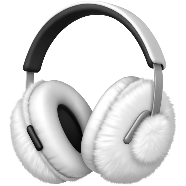 white fuzzy winter ear muffs, fluffy earmuffs, winter accessory emoji