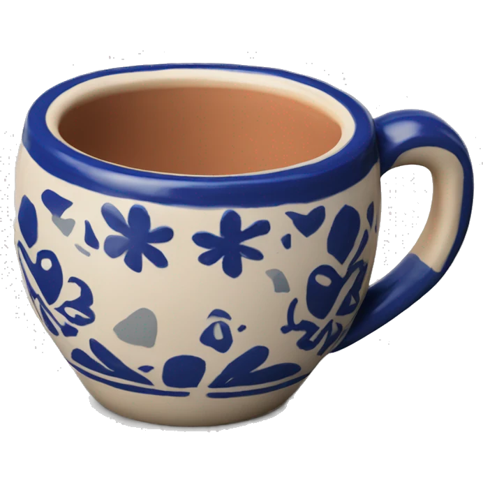 Realistic clay talavera mug isolated.  emoji