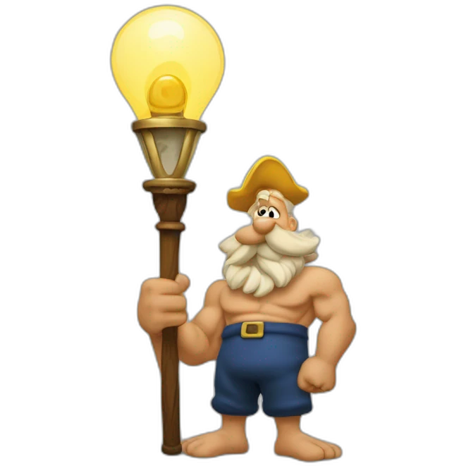 Astérix le gaulois avec une lampe  emoji