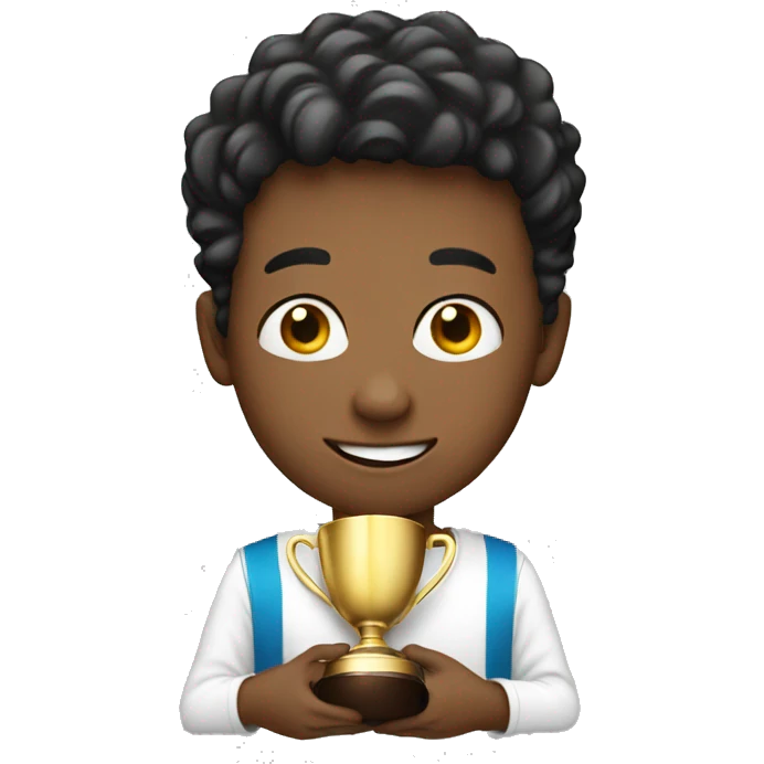 boys enjoying holding trophy  emoji