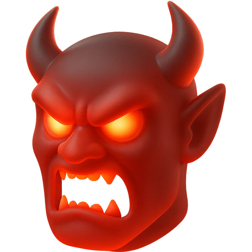 red-hot, angry, scary monster face emoji
