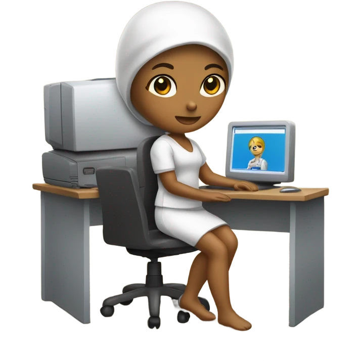 Muñeca con computadora  emoji
