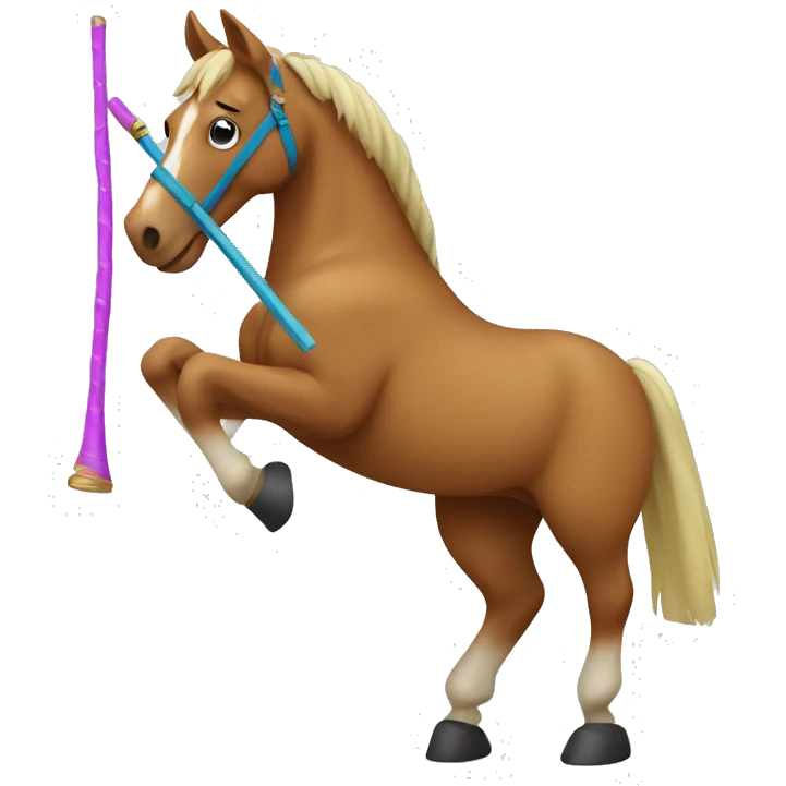 Horse doing gymnastics and playing the flute  emoji