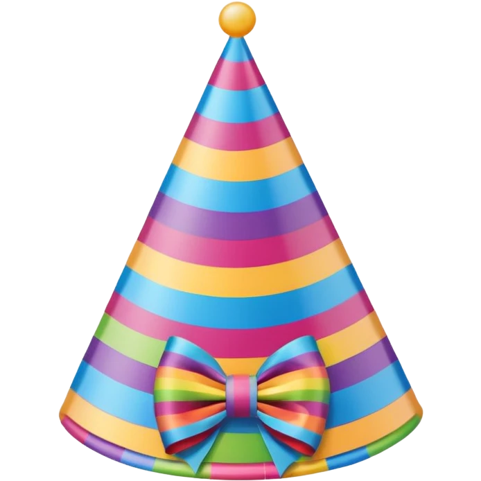 birthday hat with a bow, rainbow stripes emoji
