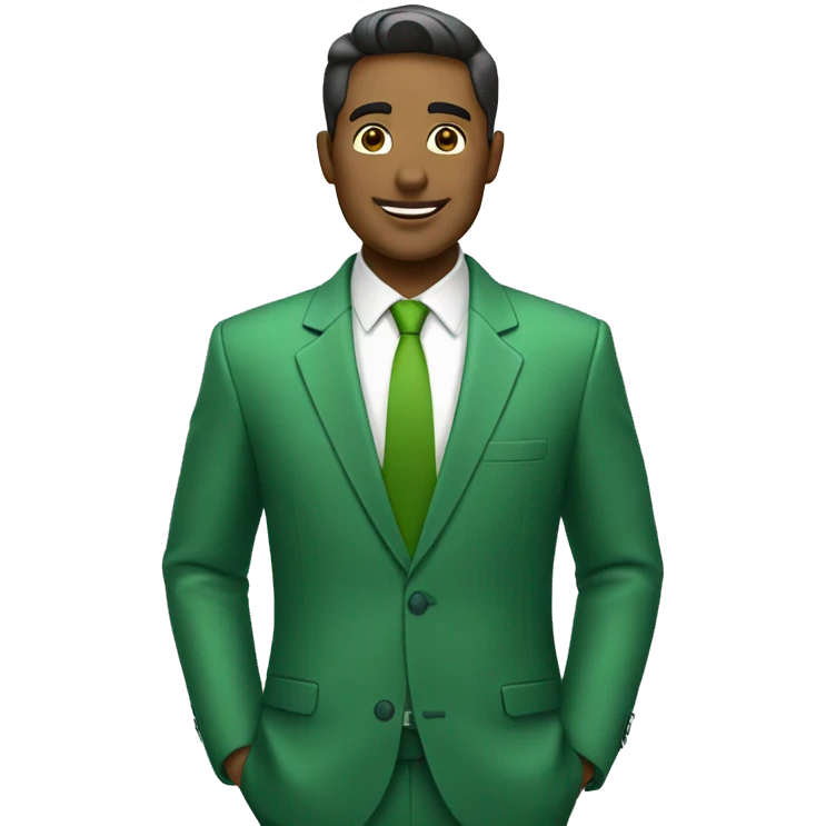 salesman wearing green emoji