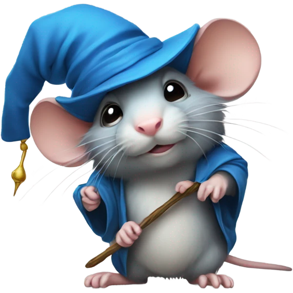 wizard rat with wand and blue hat emoji