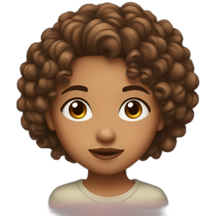round face-large forehead- curly hair- slightly brown girl giving a kiss emoji